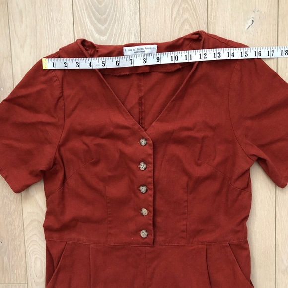 Birds of North America Linen Blend Romper in Burnt Orange Size 6 - Picture 5 of 12